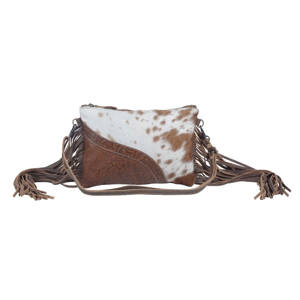 Myra handtooled hair on purse